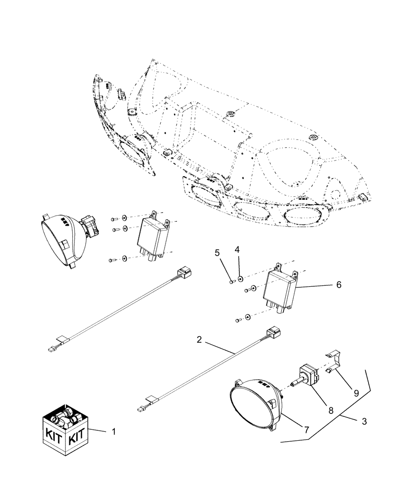 Схема запчастей Case IH AFX8010 - (A.40.A.85[7]) - KIT, HID ROOF LIGHTS A - Distribution Systems