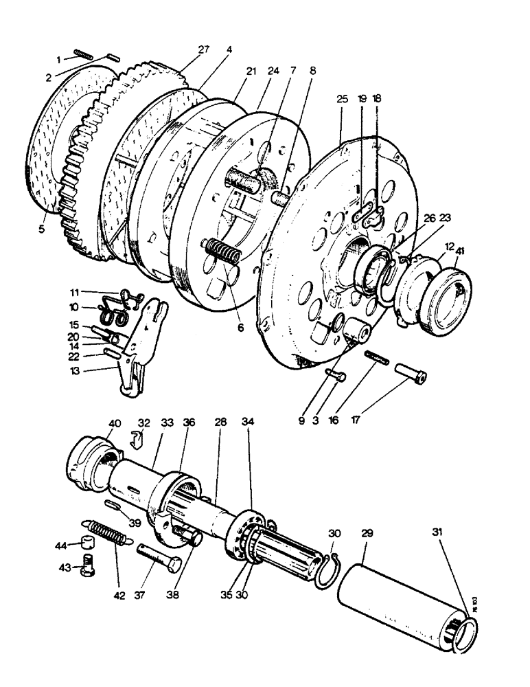 Схема запчастей Case IH 885 - (B16) - CLUTCH, DOUBLE CLUTCH, BORG AND BECK, 885 TRACTORS (03.1) - CLUTCH