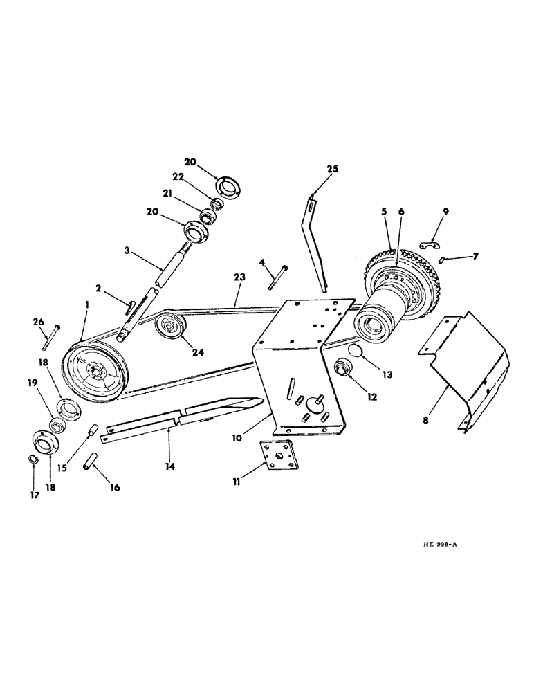 Схема запчастей Case IH 210 - (B-04) - POWER TRAIN, CHASSIS PLATFORM DRIVE WITH ENGINE FLYWHEEL AND PTO (03) - POWER TRAIN