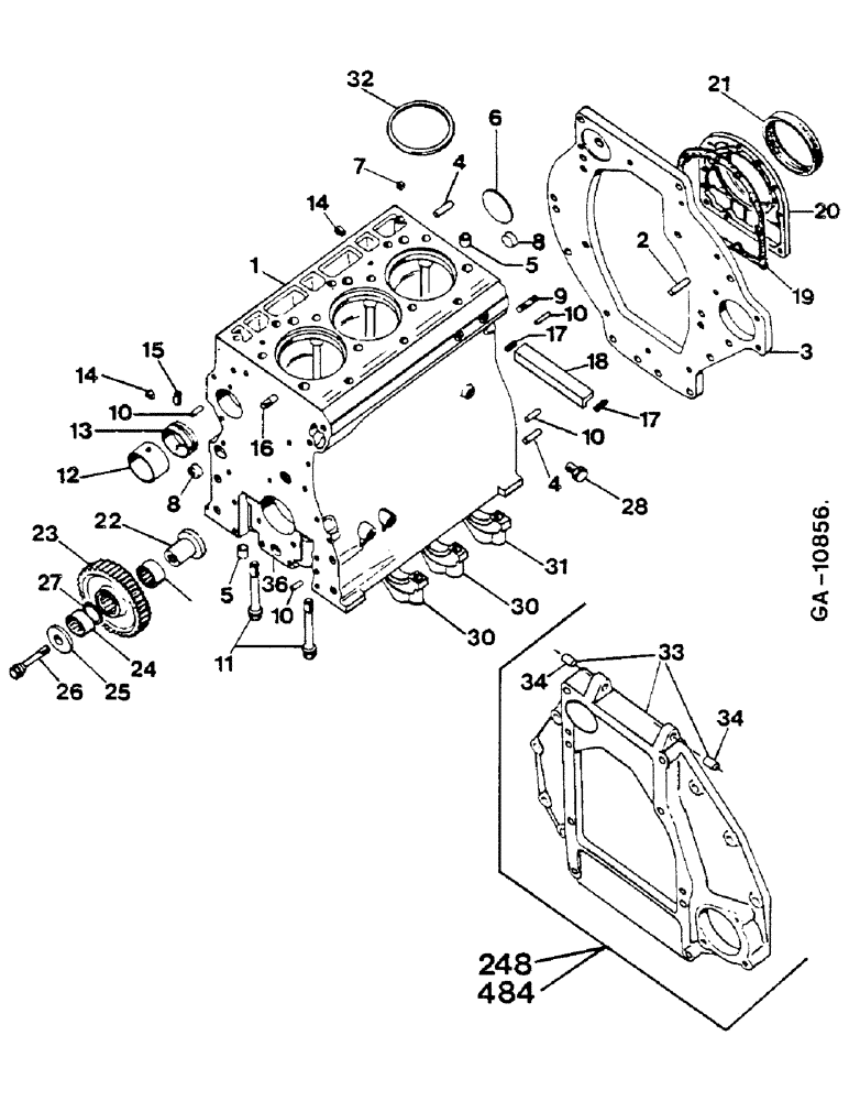 Схема запчастей Case IH D-179 - (06-02) - CRANKCASE, 3 CYLINDER 