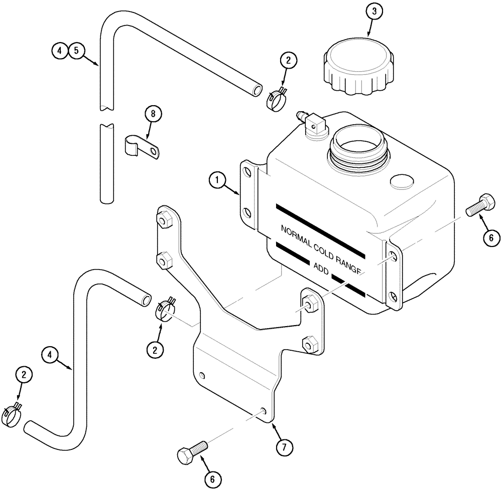 Схема запчастей Case IH CX50 - (02-05) - COOLANT RECOVERY SYSTEM (02) - ENGINE