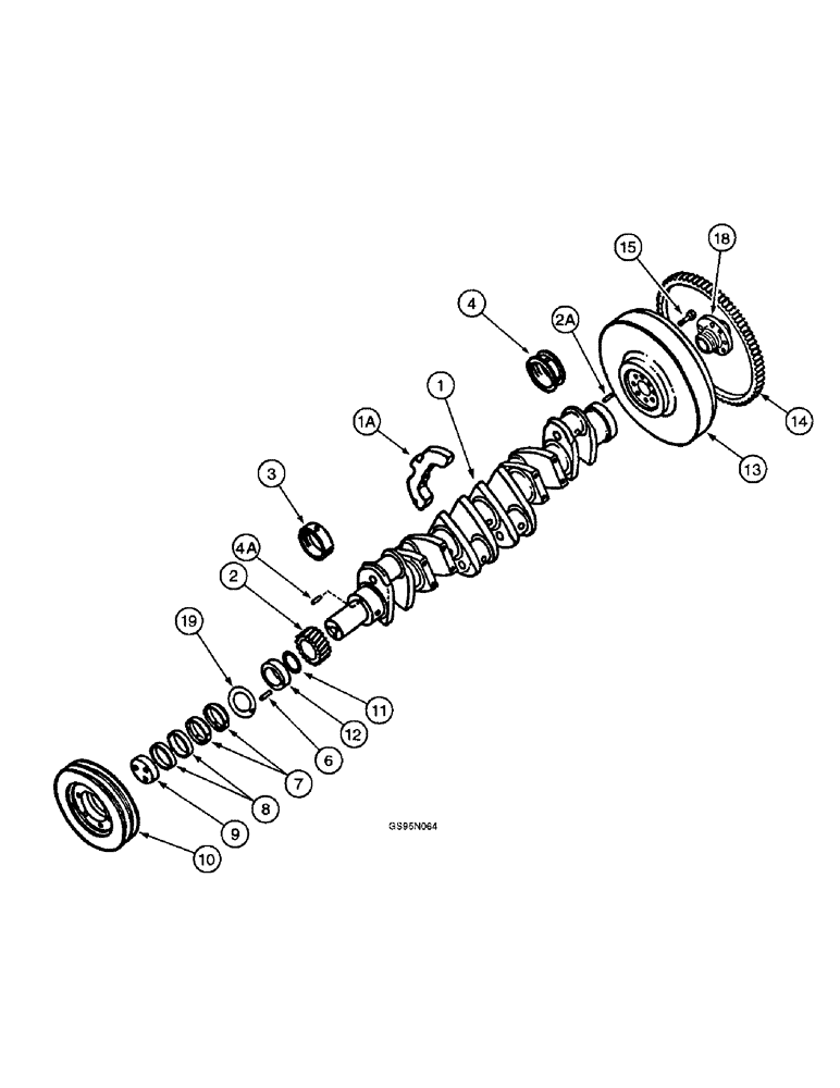 Схема запчастей Case IH D-310 - (5-024) - CRANKSHAFT, FLYWHEEL AND BEARINGS 