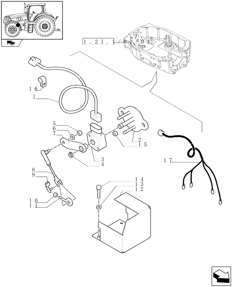 Схема запчастей Case IH PUMA 140 - (1.75.0/17) - (CL.3) SUSPENDED FRONT AXLE - SENSOR AND RELATED PARTS (VAR.330414-330427) (06) - ELECTRICAL SYSTEMS