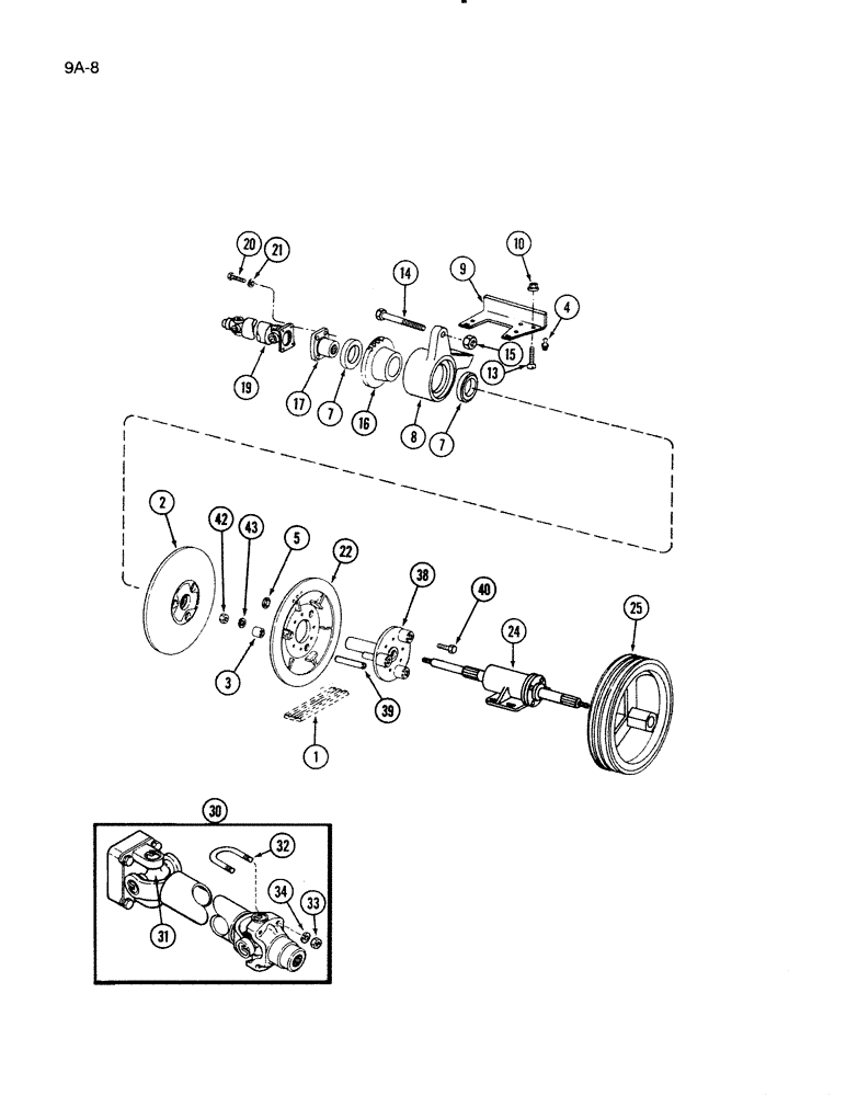 Схема запчастей Case IH 1620 - (9A-08) - SEPARATOR JACKSHAFT DRIVE (13) - FEEDER