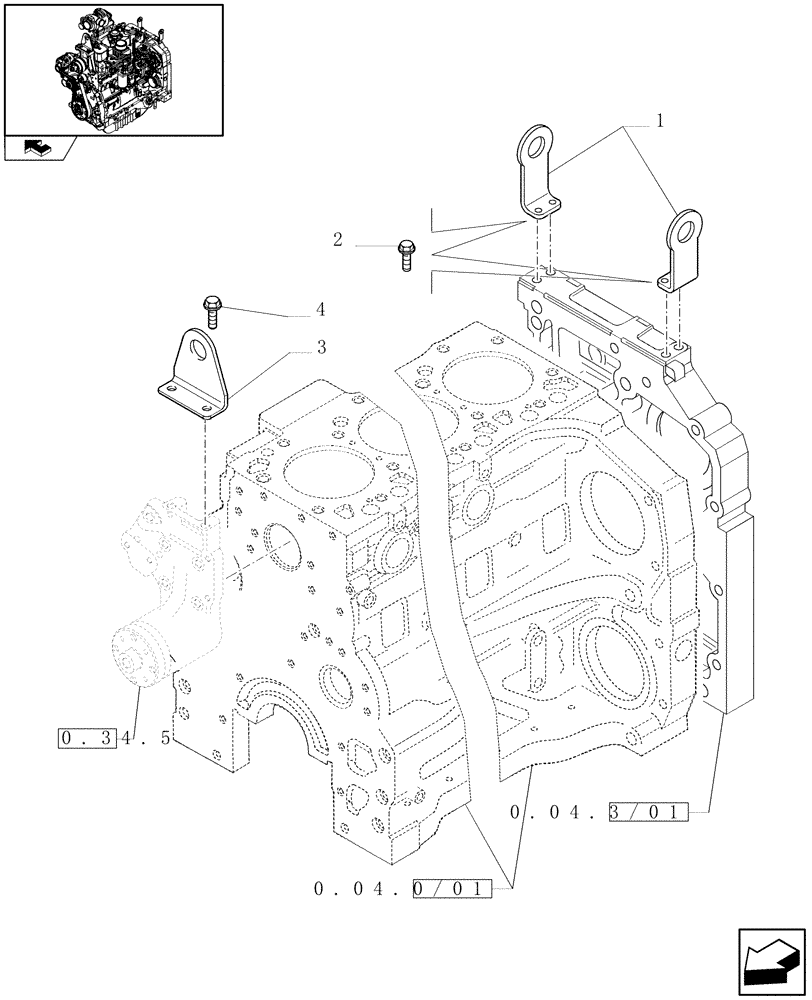 Схема запчастей Case IH FARMALL 95N - (0.45.0/01) - HOOKS - ENGINE (01) - ENGINE