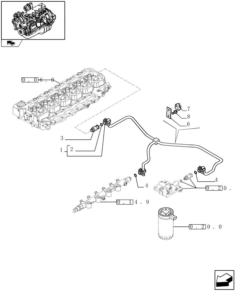 Схема запчастей Case IH F4HE9687S J100 - (0.20.3[02]) - PIPING - FUEL (2856384) 