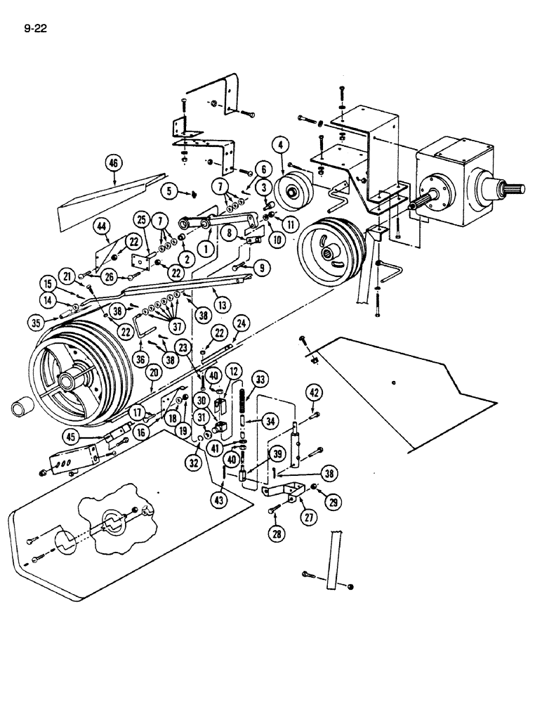 Схема запчастей Case IH 1620 - (9-022) - FEEDER DRIVE, WITH ROCK TRAP (13) - FEEDER