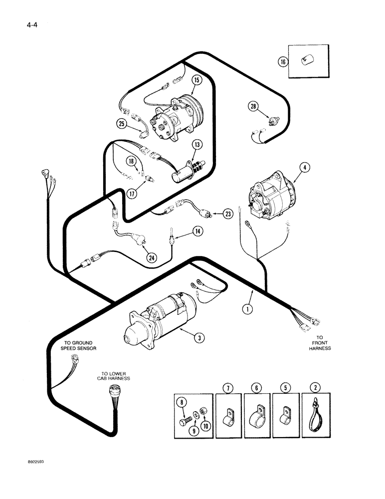 Схема запчастей Case IH 7140 - (4-004) - ENGINE HARNESS (04) - ELECTRICAL SYSTEMS