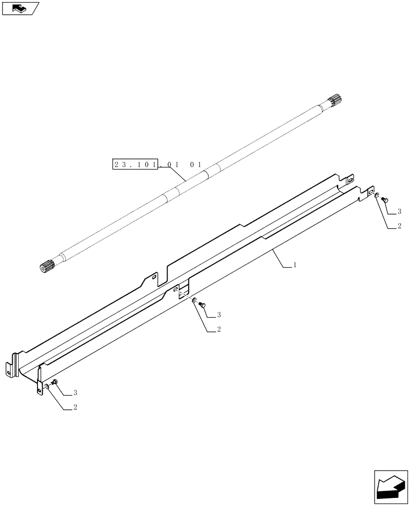 Схема запчастей Case IH FARMALL 75C - (23.101.01[02]) - 4WD PROPELLER SHAFT - GUARD (23) - FOUR WHEEL DRIVE SYSTEM