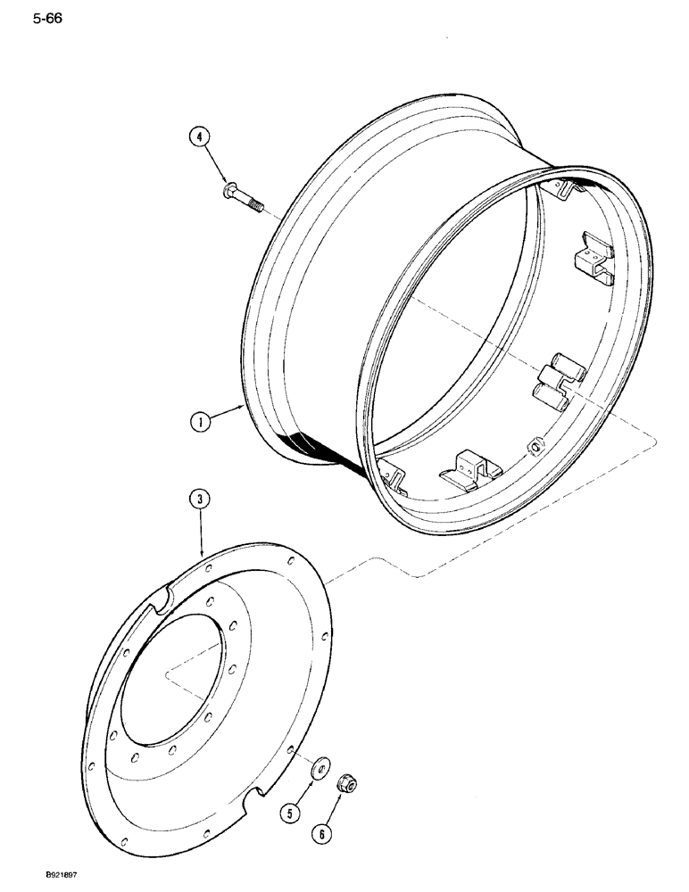 Схема запчастей Case IH 7110 - (5-66) - FRONT WHEELS, MFD TRACTOR, WITH 4-1/4 INCH AND 5-1/4 INCH DISC OFFSET (05) - STEERING