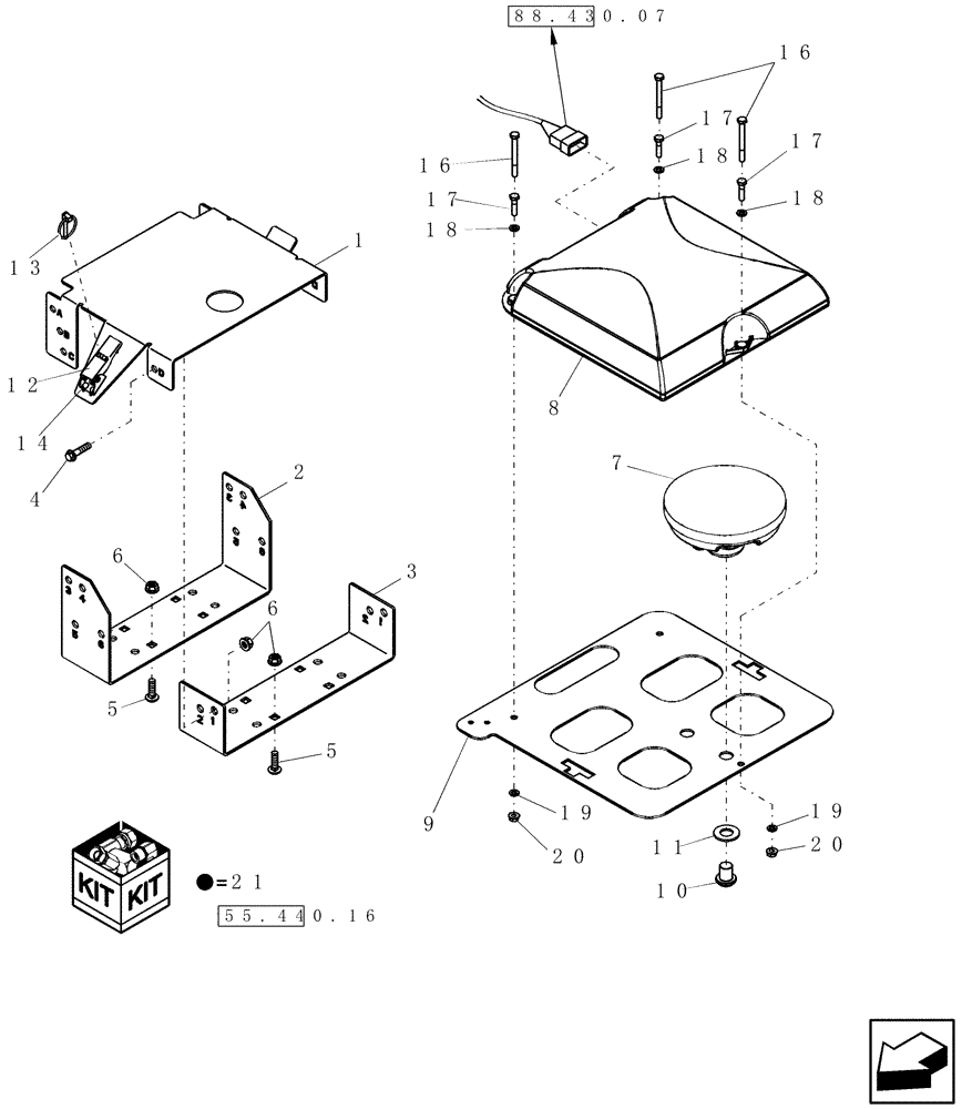 Схема запчастей Case IH 9230 - (55.440.12) - GPS MOUNT (55) - ELECTRICAL SYSTEMS