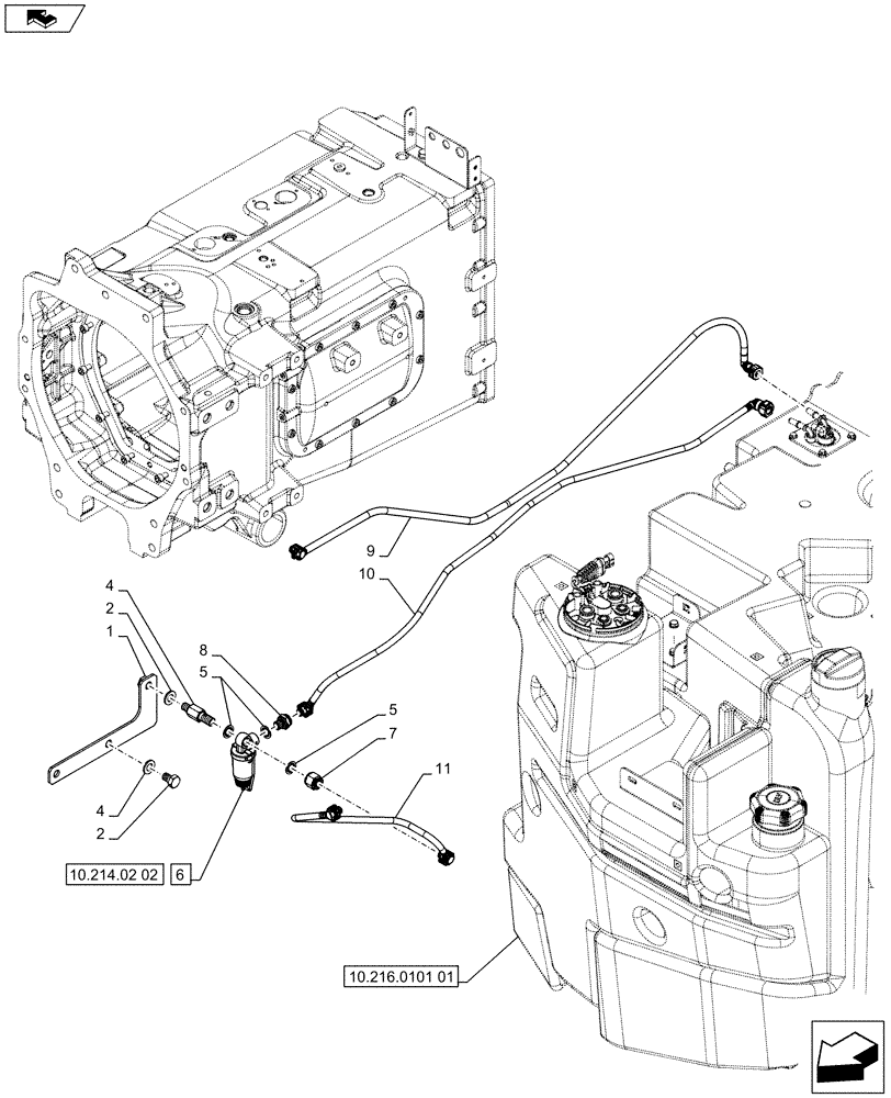 Схема запчастей Case IH PUMA 200 - (10.214.0202) - ABS SYSTEM - FUEL LINE AND FILTER (VAR.743922) (10) - ENGINE