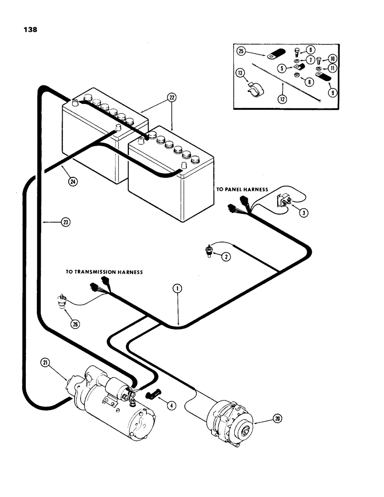 Схема запчастей Case IH 970 - (138) - ENGINE HARNESS, (401B) DIESEL ENGINE, FIRST USED ENGINE SERIAL NUMBER 2529467 (04) - ELECTRICAL SYSTEMS