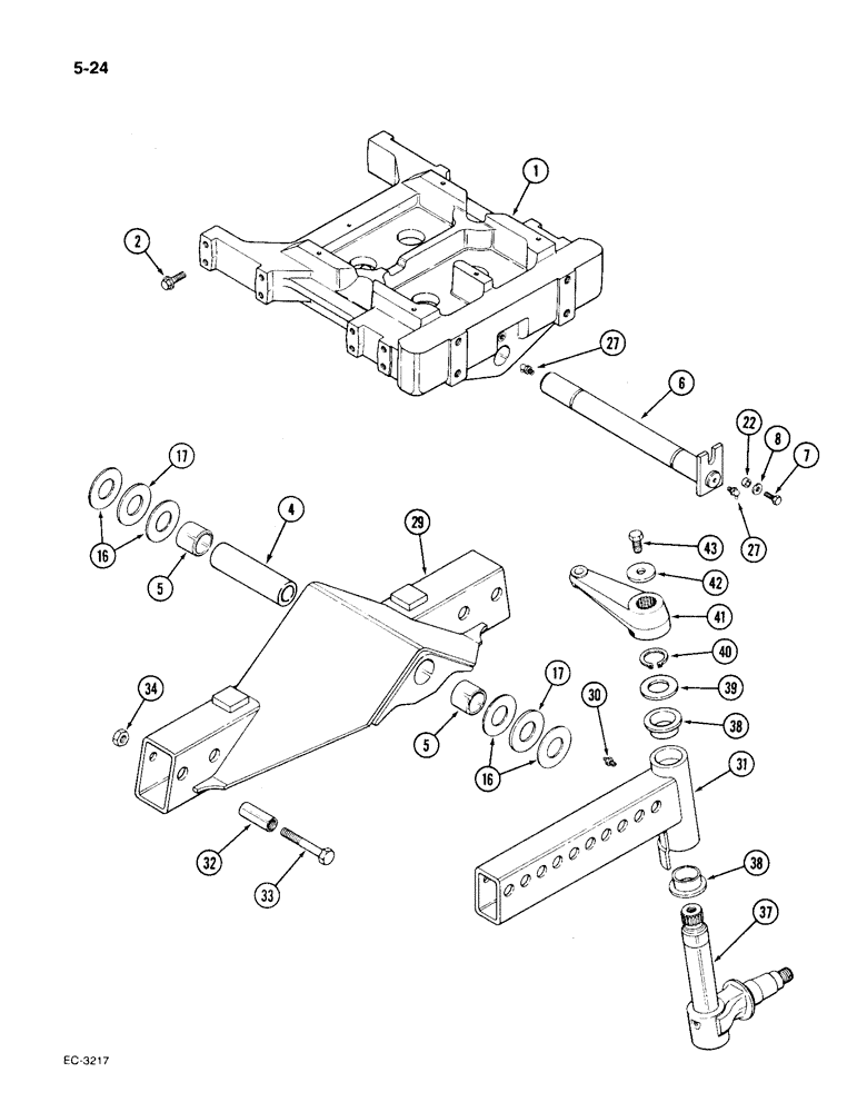 Схема запчастей Case IH 1896 - (5-24) - ADJUSTABLE FRONT AXLES AND SUPPORT (05) - STEERING