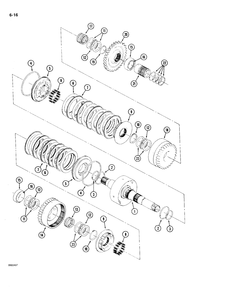 Схема запчастей Case IH 9210 - (6-016) - TRANSMISSION ASSEMBLY, 7 INCH INPUT CLUTCH PACK (CONTD) (06) - POWER TRAIN