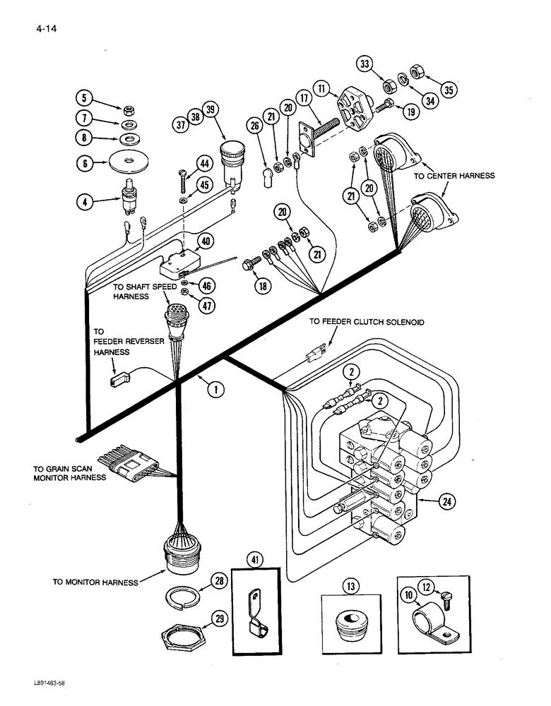 Схема запчастей Case IH 1680 - (4-014) - CONSOLE HARNESS, LEFT CONSOLE, PRIOR TO P.I.N. JJC0047301 (06) - ELECTRICAL