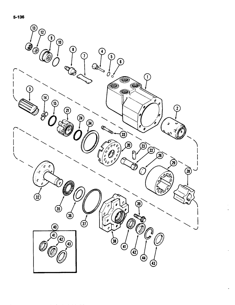 Схема запчастей Case IH 4490 - (5-136) - FRONT STEERING PUMP AND VALVE, PRIOR TO P.I.N. 8860322 (05) - STEERING