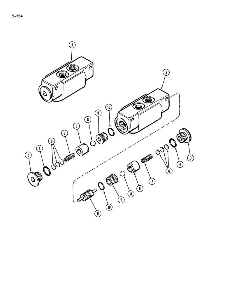 Схема запчастей Case IH 4994 - (5-154) - REAR STEERING CHECK VALVE (05) - STEERING