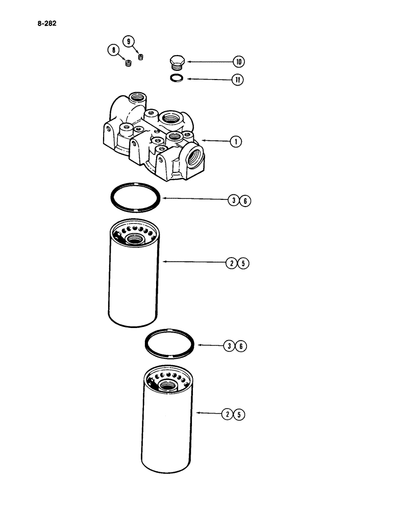 Схема запчастей Case IH 4994 - (8-282) - TRACTOR CIRCUIT HYDRAULIC FILTER (08) - HYDRAULICS