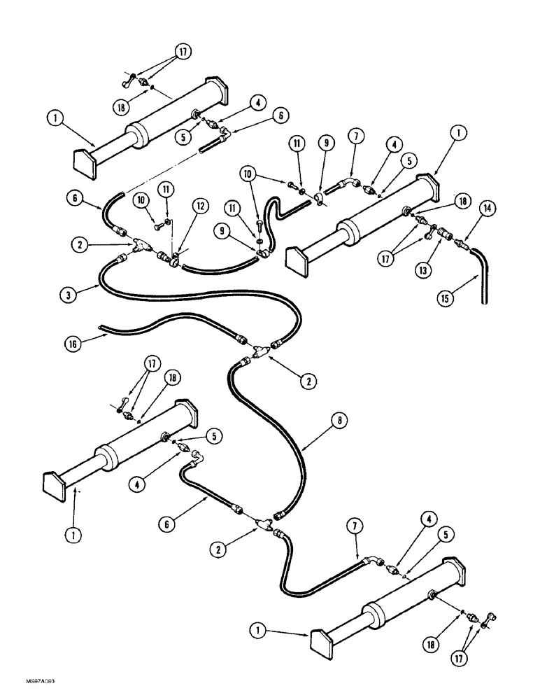 Схема запчастей Case IH 9380 QUADTRAC - (8-108) - TRACK TENSIONING HYDRAULICS, PRIOR TO P.I.N. JEE0071001 (08) - HYDRAULICS