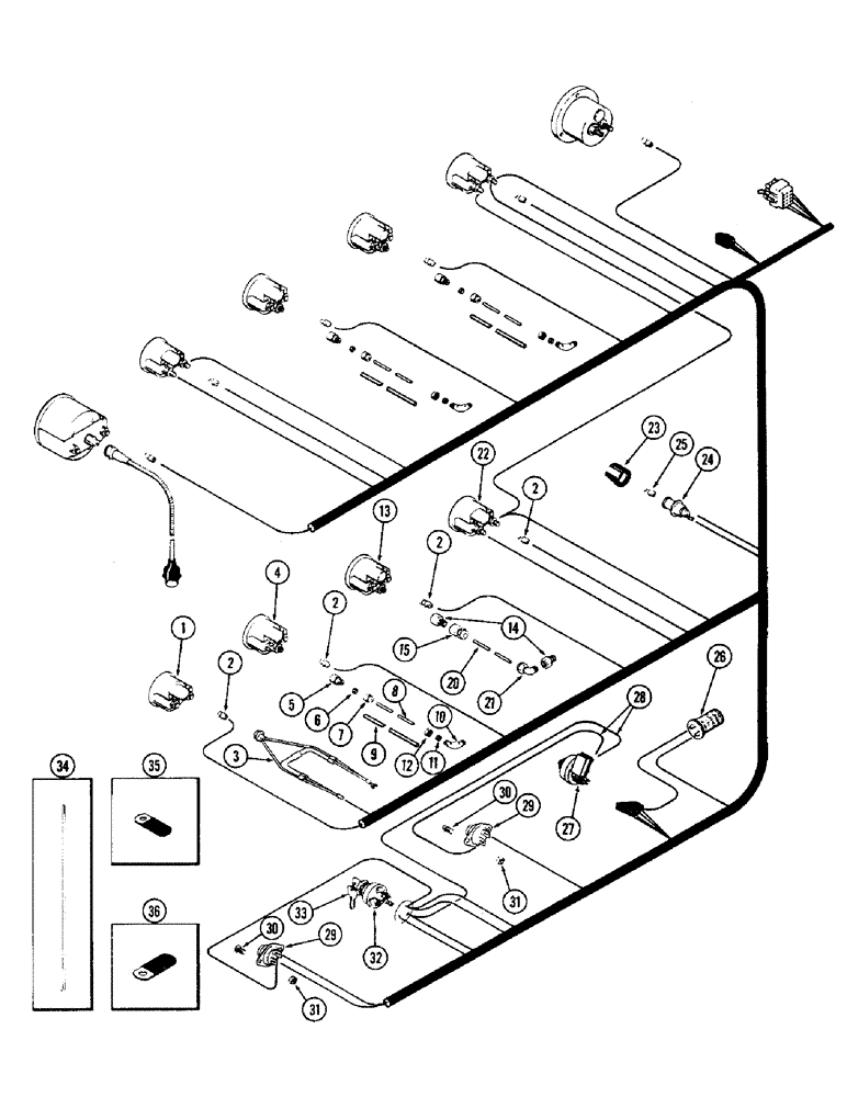 Схема запчастей Case IH 2470 - (055E) - INSTRUMENTS WIRING, 504BDT DIESEL ENGINE, LOWER INSTRUMENTS, USED PRIOR TO TRACTOR S/N 8713314 (04) - ELECTRICAL SYSTEMS