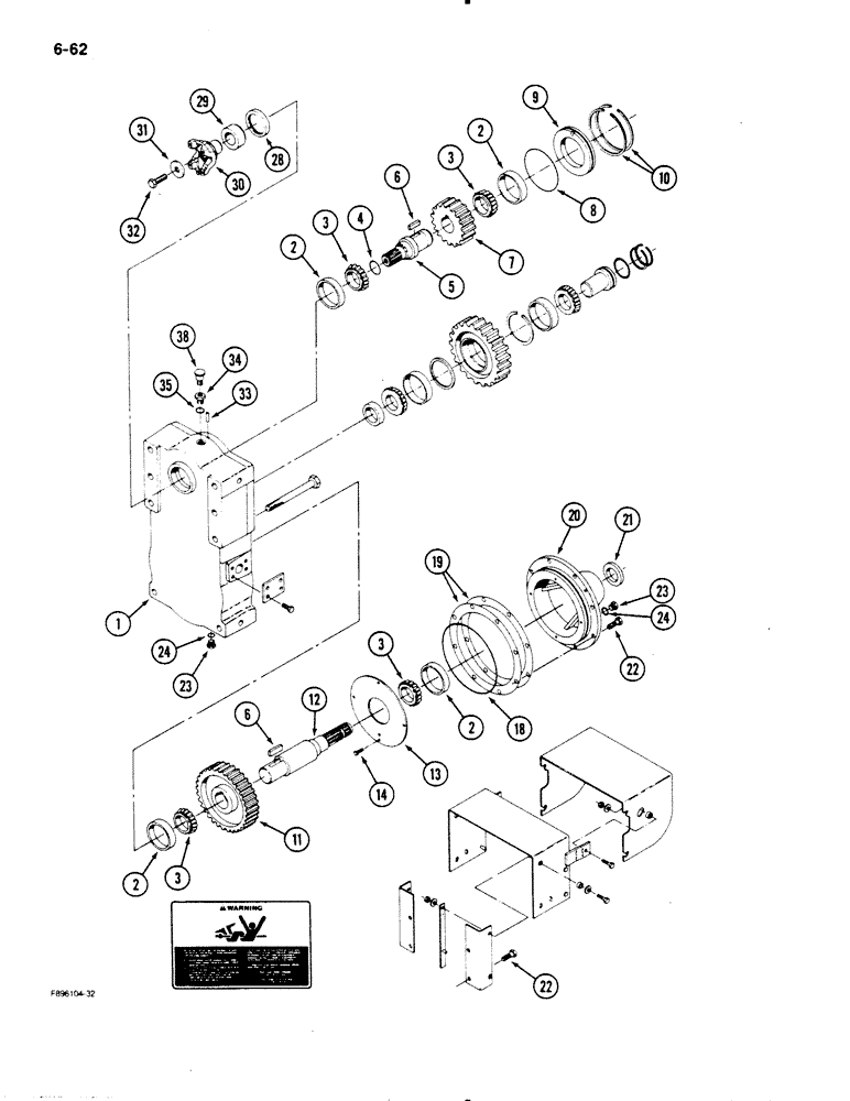 Схема запчастей Case IH 9110 - (6-62) - PTO TRANSFER CASE ASSEMBLY (06) - POWER TRAIN