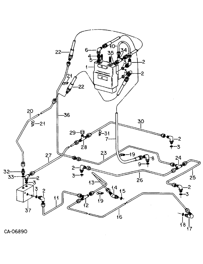 Схема запчастей Case IH 4586 - (10-04) - HYDRAULICS, HYDRAULIC BRAKE CONNECTIONS, 4586 TRACTORS WITH SERIAL NO. 1501 AND ABOVE (07) - HYDRAULICS