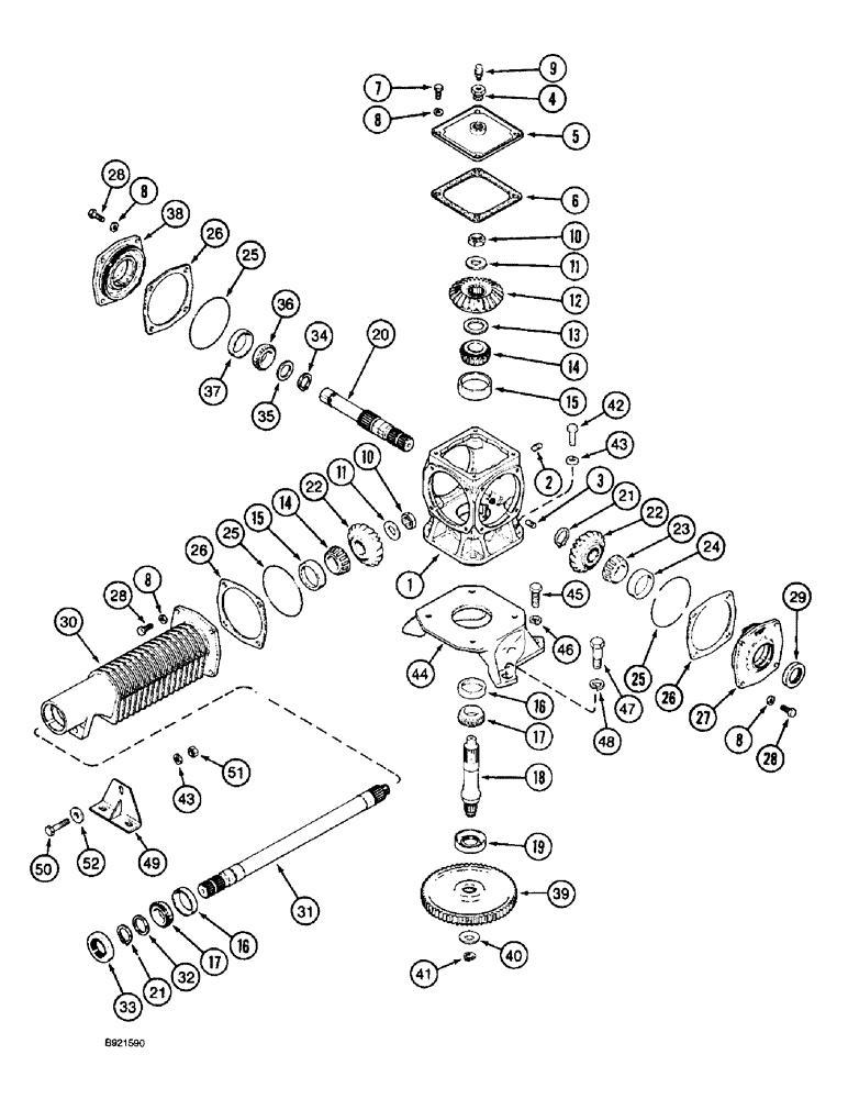 Схема запчастей Case IH 2055 - (9A-28) - GEARBOX, DRUM NUMBER 3, 4 ROW WIDE, DRUM NUMBER 4, 5 ROW NARROW (13) - PICKING SYSTEM