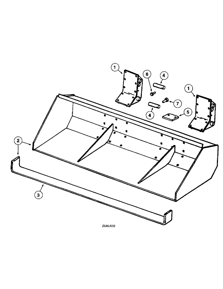 Схема запчастей Case IH 1850 - (7-18) - MATERIAL BUCKET, WITH TWO PIECE MOUNTING BRACKETS 