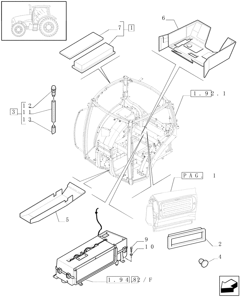 Схема запчастей Case IH PUMA 180 - (1.94.2[03A]) - HEATING/AIR CONDITIONING - HEATER-AIR CONDITIONER AND RELATED PARTS - D6481 (10) - OPERATORS PLATFORM/CAB