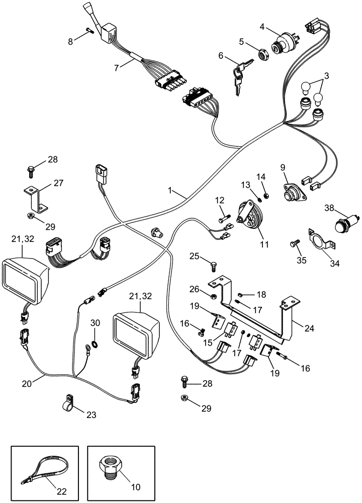 Схема запчастей Case IH 2377 - (04-04) - HARNESSES - STEERING CONSOLE AND PLATFORM (06) - ELECTRICAL