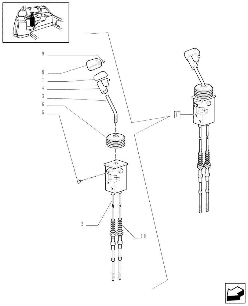 Схема запчастей Case IH MAXXUM 130 - (1.96.2/08A) - MECHANICAL JOYSTICK GOVERNING 2 CONTROL VALVES - D5875 (VAR.332872) (10) - OPERATORS PLATFORM/CAB