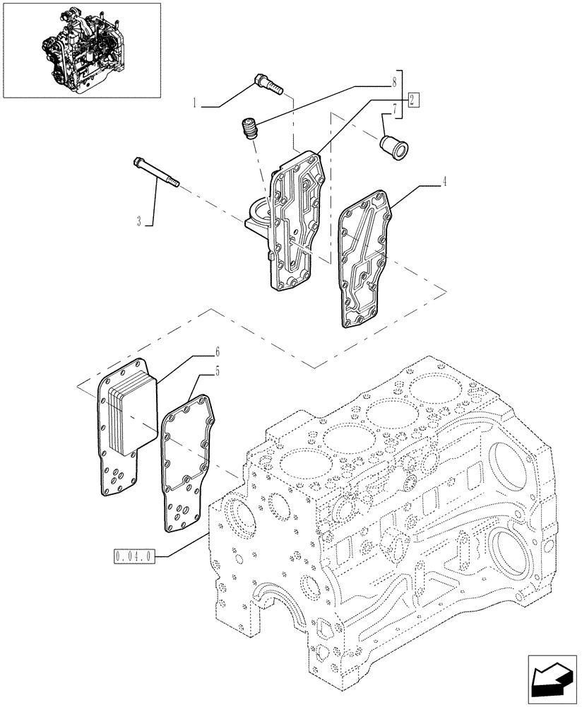 Схема запчастей Case IH JX1095C - (0.31.5/01) - HEAT EXCHANGER ENGINE (01) - ENGINE