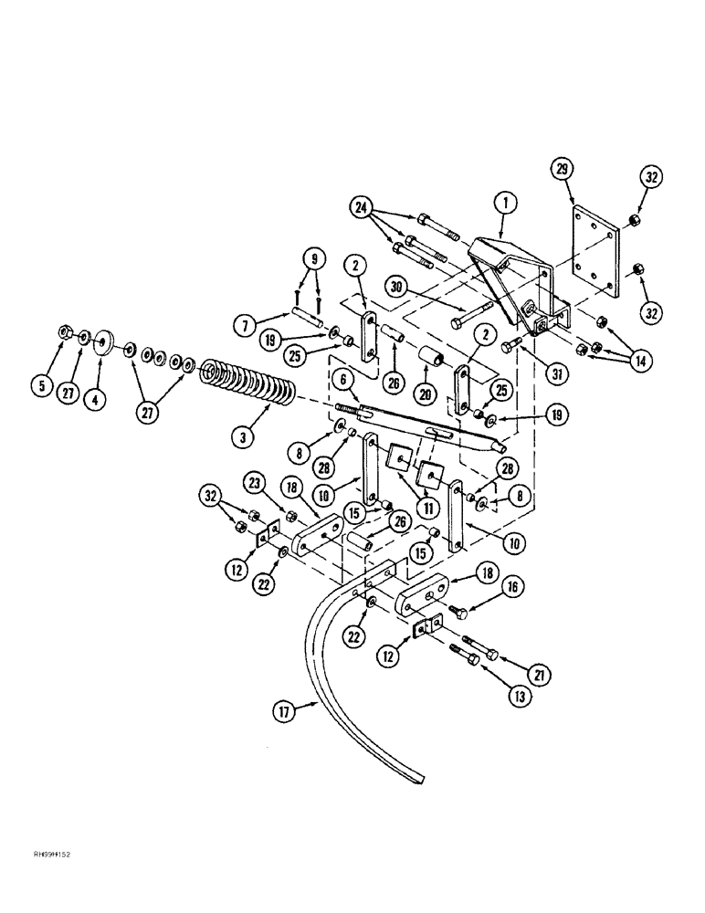 Схема запчастей Case IH 6650 - (9-16) - SHANK, AUTOMATIC TRIP (09) - CHASSIS/ATTACHMENTS