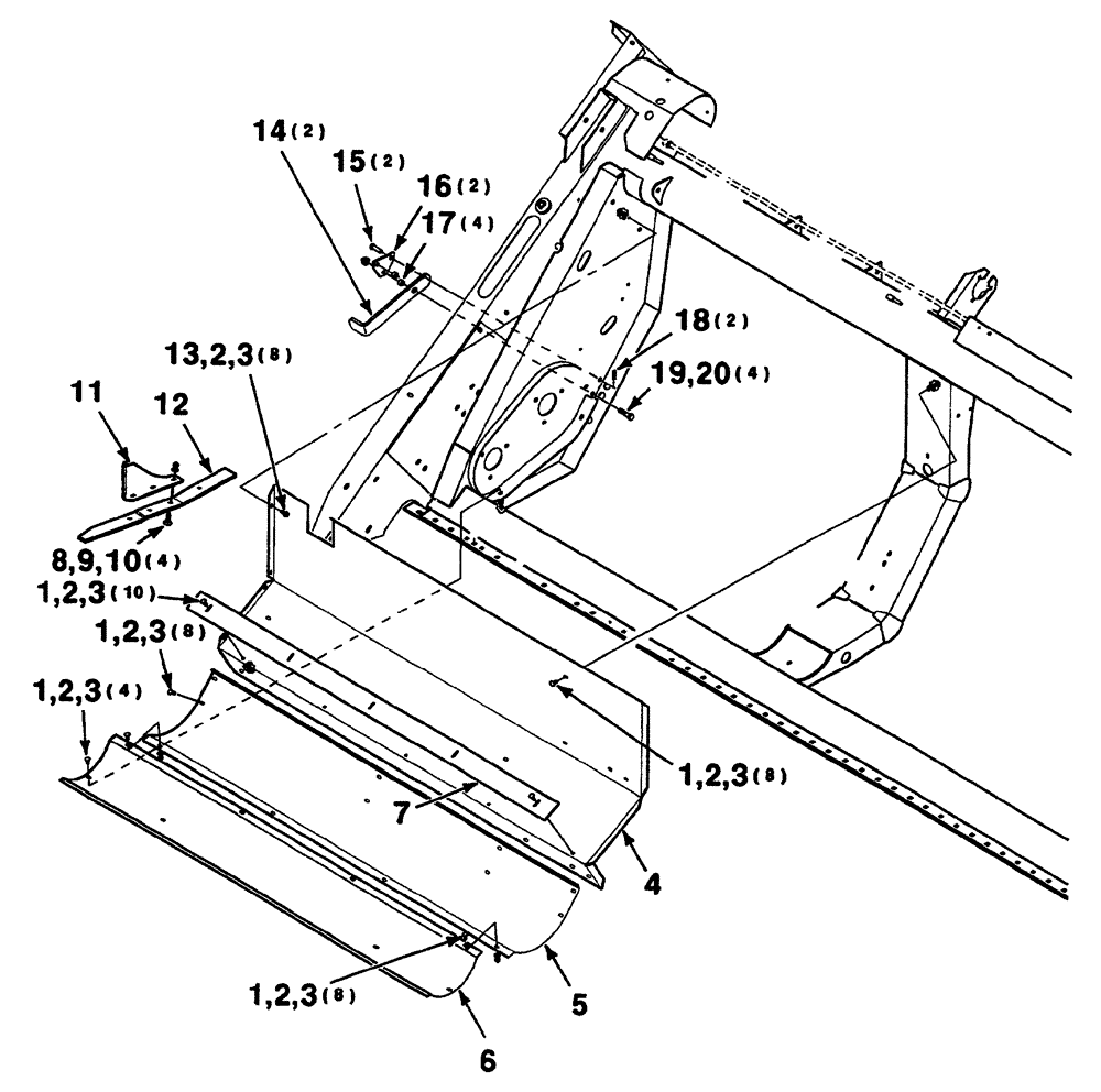 Схема запчастей Case IH 325 - (7-10) - MAINFRAME ASSEMBLY - RIGHT (18 FOOT) (58) - ATTACHMENTS/HEADERS