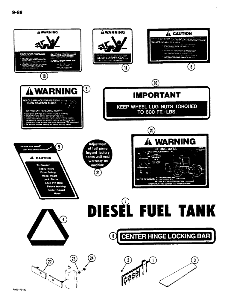 Схема запчастей Case IH 9180 - (9-88) - DECALS (09) - CHASSIS/ATTACHMENTS