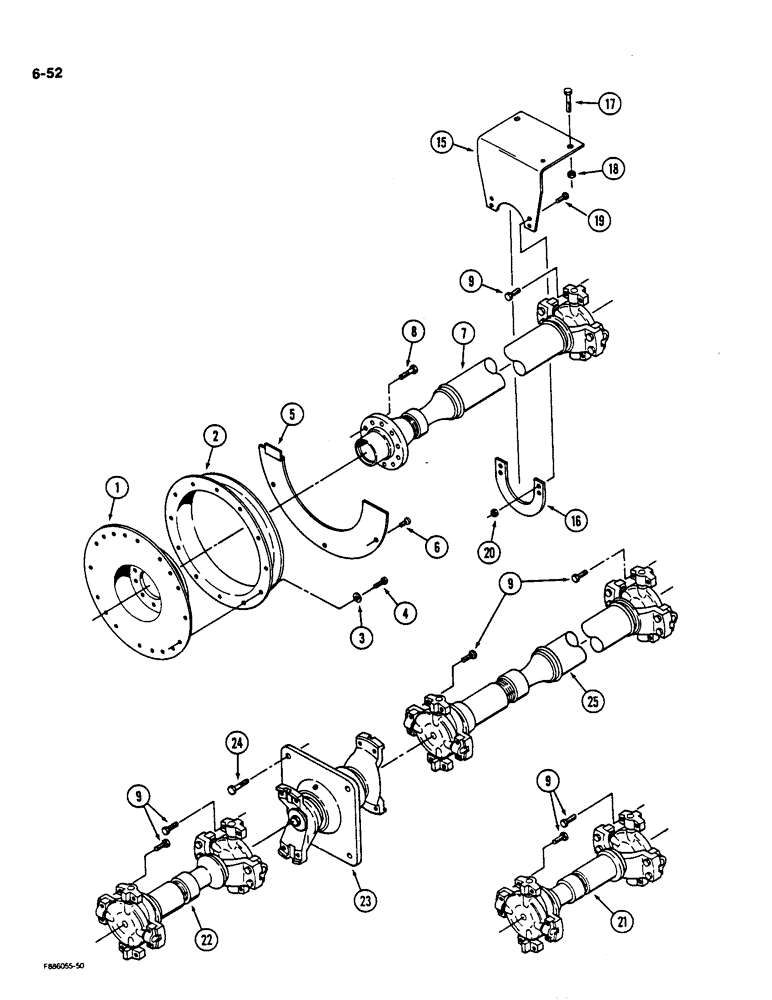 Схема запчастей Case IH 9170 - (6-52) - DRIVESHAFT MOUNTING (06) - POWER TRAIN