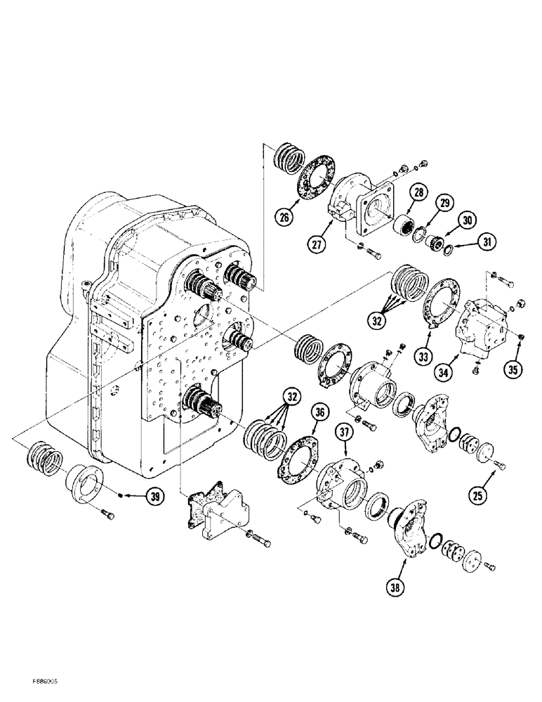 Схема запчастей Case IH 9380 QUADTRAC - (6-010) - POWER SHIFT TRANSMISSION ASSEMBLY, FRONT COVERS AND YOKES (CONTD) (06) - POWER TRAIN