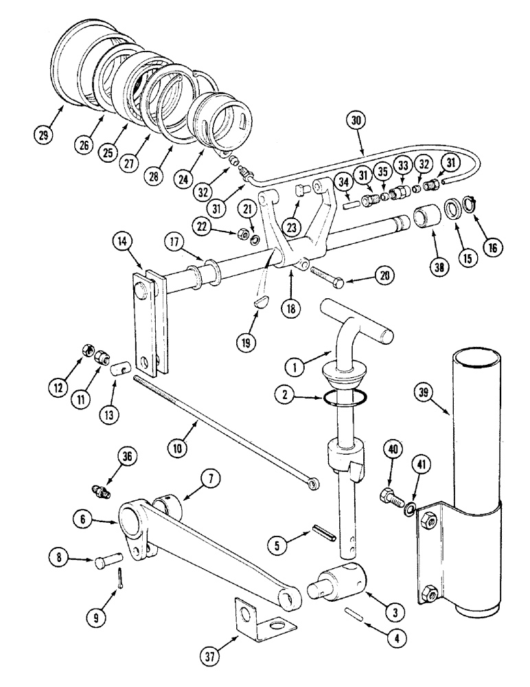 Схема запчастей Case IH 1294 - (6-182) - PTO CLUTCH RELEASE MECHANISM - LAYCOCK CLUTCH, TRACTORS WITHOUT CAB (06) - POWER TRAIN