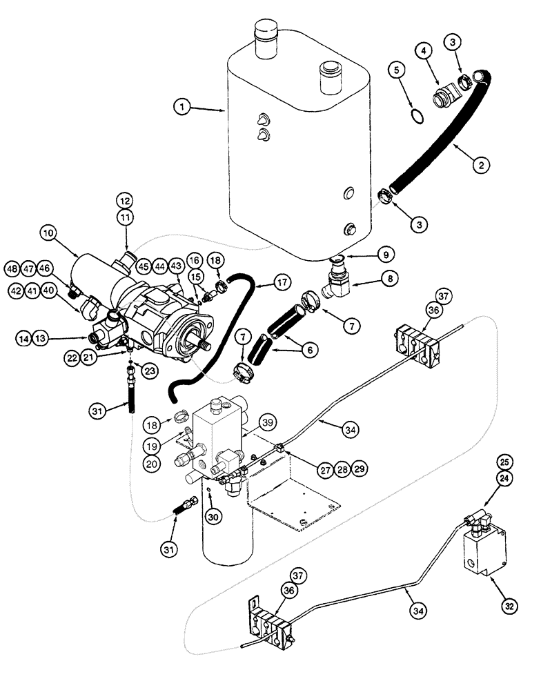 Схема запчастей Case IH 2366 - (08-09[02]) - HYDRAULICS - AUXILIARY PUMP SUPPLY, ASN JJC0255700 (07) - HYDRAULICS