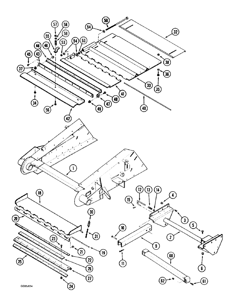 Схема запчастей Case IH 1682 - (9-054) - FEEDER HOUSING COVERS AND LIFT (09) - CHASSIS ATTACHMENTS