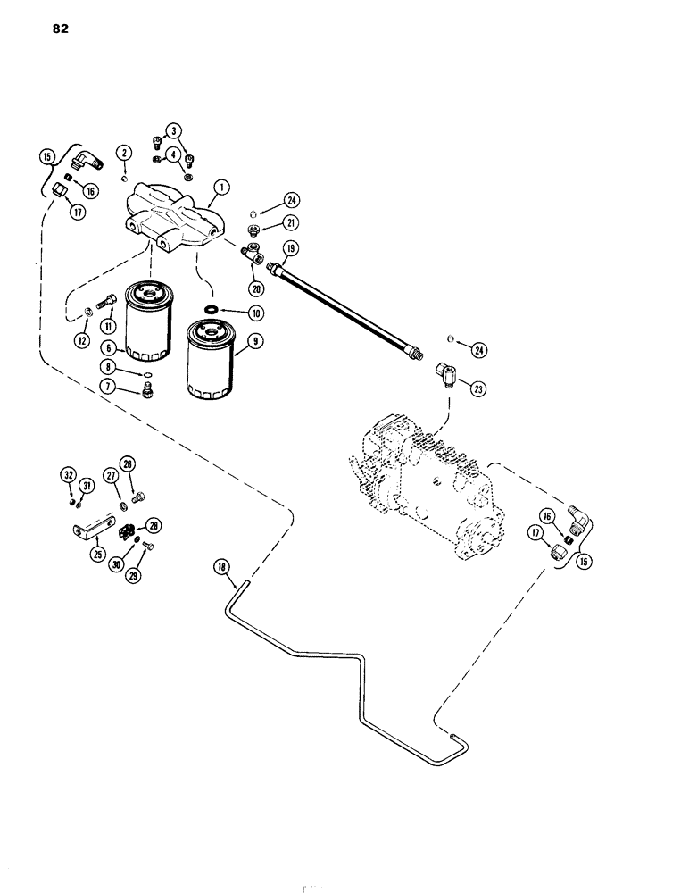 Схема запчастей Case IH 504DTI - (082) - FUEL INJECTION FILTER SYSTEM, ENGINE LESS FUEL DEVICE, 504DTI INTERCOOLED DIESEL ENGINES (10) - ENGINE