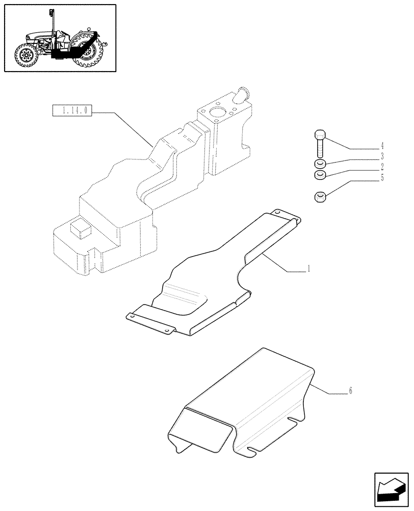 Схема запчастей Case IH JX1070C - (1.14.0/01[01A]) - (VAR.131-196) FUEL TANK SHIELD PROTECTION - D5540 (02) - ENGINE EQUIPMENT