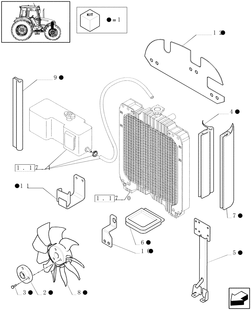 Схема запчастей Case IH JX95 - (1.17.7) - OVERHEATING ENGINE KIT (02) - ENGINE EQUIPMENT