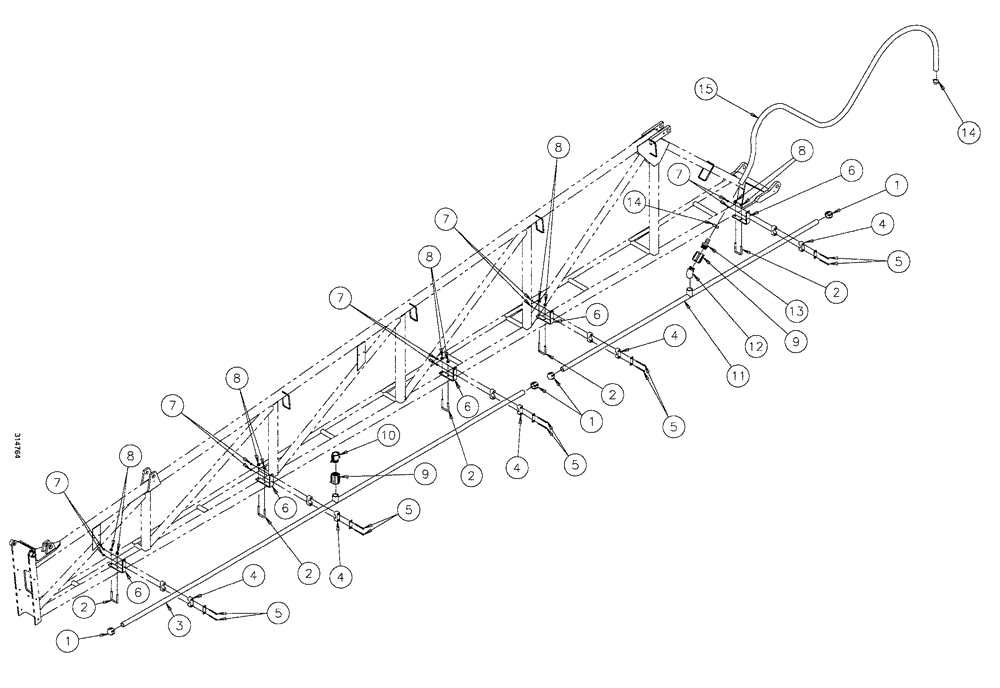 Схема запчастей Case IH SPX3200B - (165) - NOZZLE SPACING, LH/RH WING - 20" (78) - SPRAYING