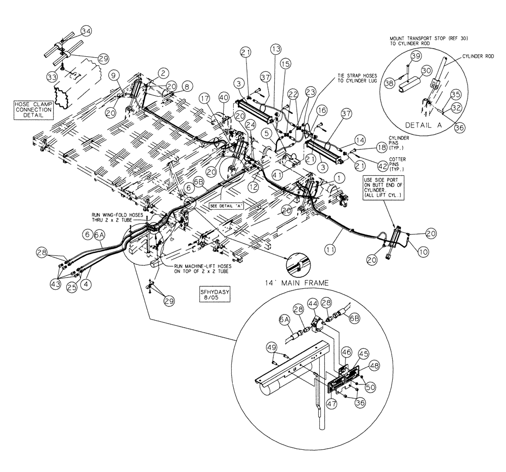 Схема запчастей Case IH TIGERMATE II - (35.100.01) - HYDRAULICS SINGLE FOLD MODELS 12-1/2 THROUGH 38-1/2 (35) - HYDRAULIC SYSTEMS