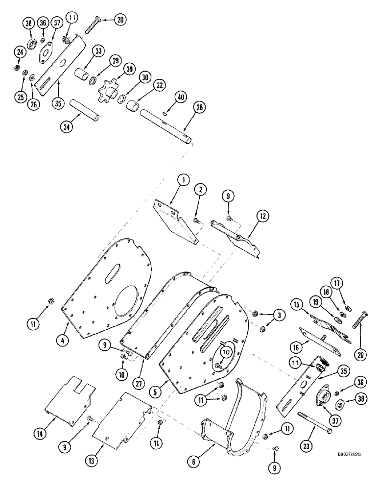 Схема запчастей Case IH 2188 - (9D-24) - TAILINGS ELEVATOR, HEAD (16) - GRAIN ELEVATORS & AUGERS