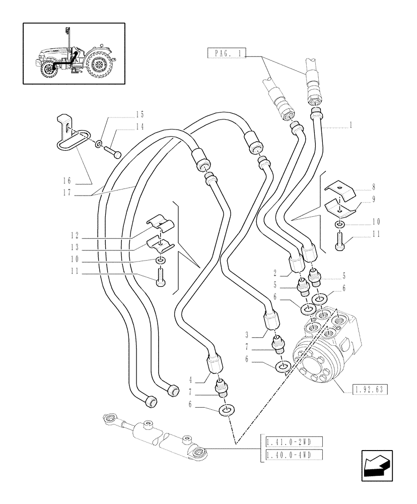 Схема запчастей Case IH JX1070N - (1.42.0[02]) - SERVO - ASSISTED STEERING HYDRAULIC SYSTEM (04) - FRONT AXLE & STEERING