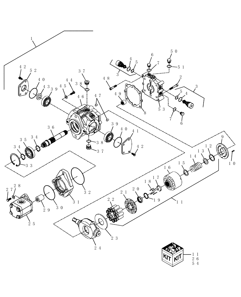 Схема запчастей Case IH WDX1002S - (03.05[01.2]) - TANDEM PUMP, FRONT HALF (03) - TRANSMISSION