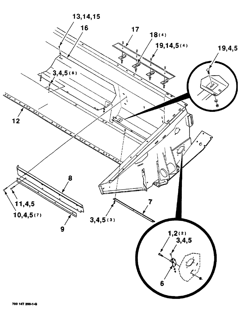 Схема запчастей Case IH SC416 - (7-34) - AUGER PAN AND STRIPPER ASSEMBLIES LEFT, 16 FOOT (09) - CHASSIS